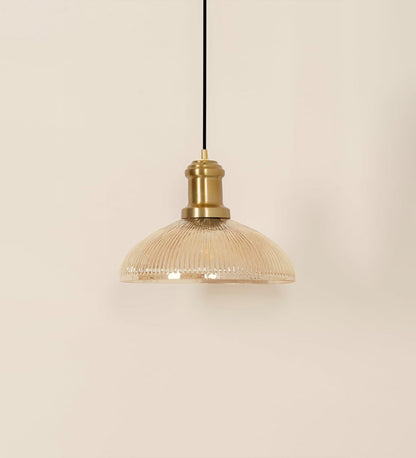 Ribbed Golden Luster Glass Pendant