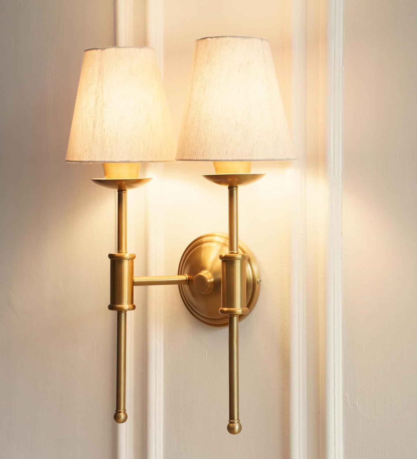 Double Spacer Wall Lamp with Off White Shade