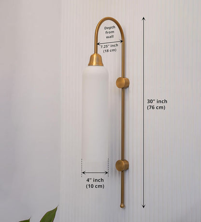 Modern Wall Lamp Antique Brass with Frosted White Glass