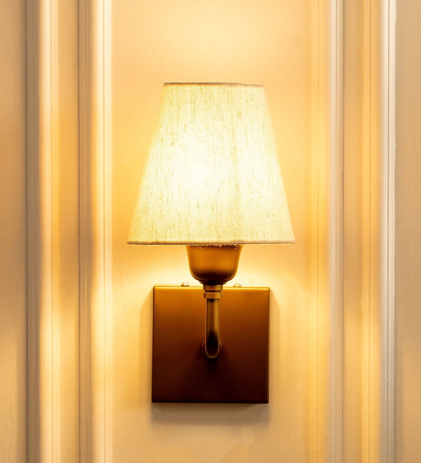 Elbow Wall Lamp with Off White Fabric Shade