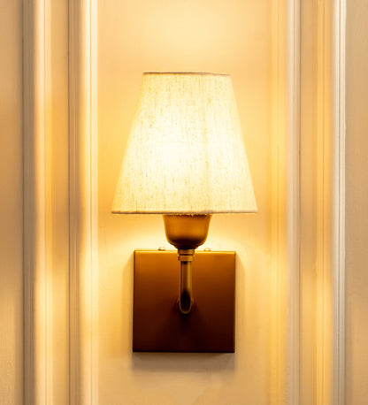 Elbow Wall Lamp with Off White Fabric Shade