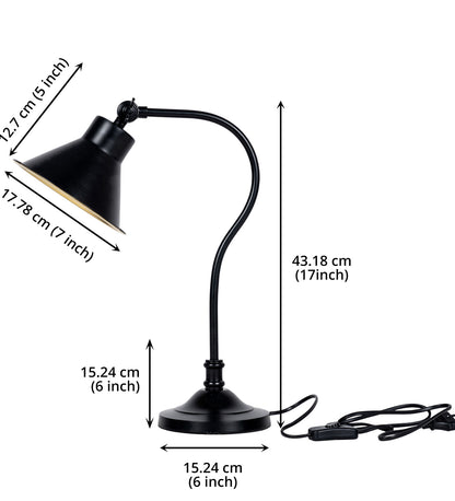 Curved Study Desk Lamp, Black – Adjustable Head