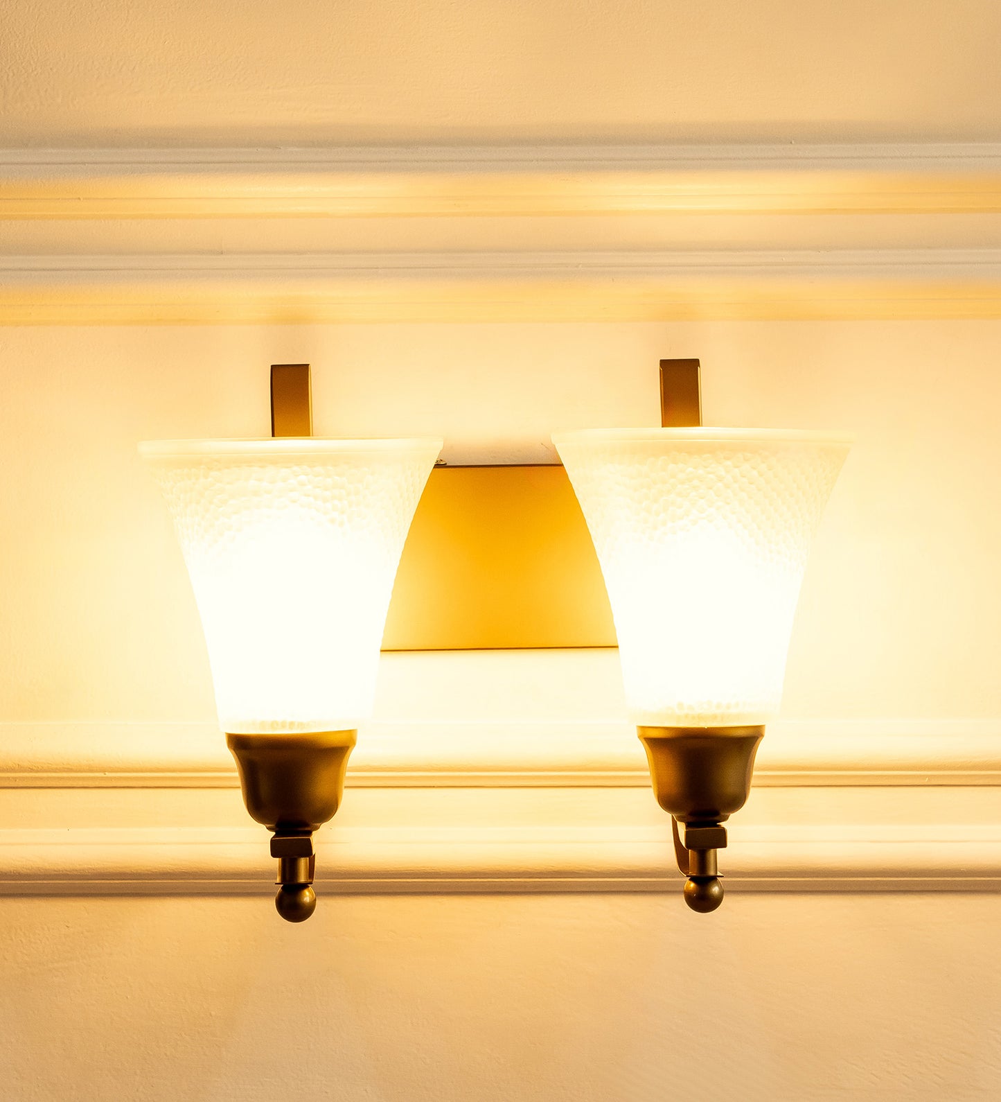 Double J Wall Lamp with Frosted Hammered Glass