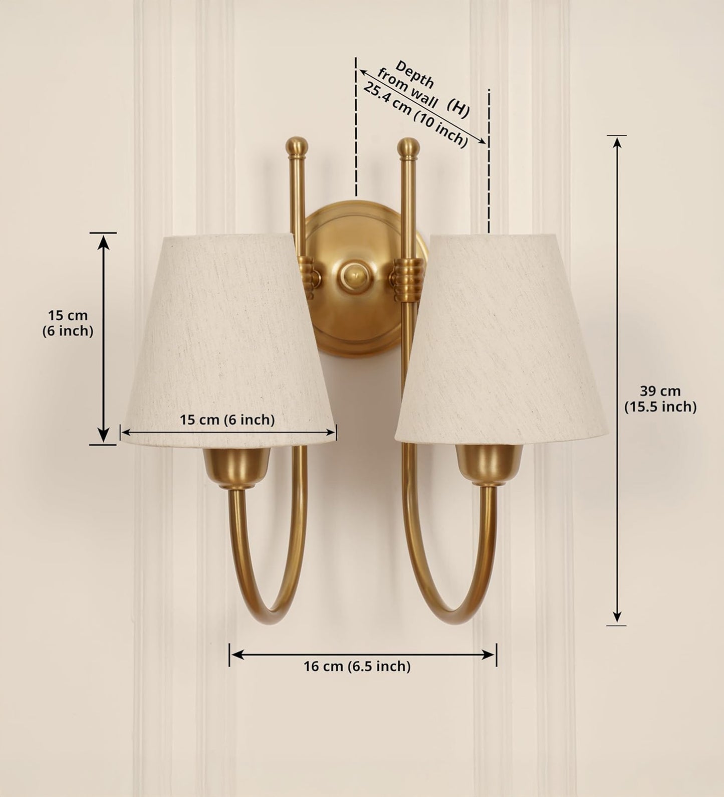 Double Hockey Wall Lamp with Off White Shade