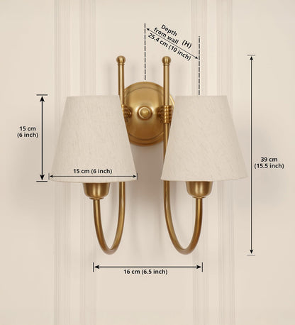 Double Hockey Wall Lamp with Off White Shade