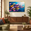Colorful Fish School Wall Painting | Canvas Wall Art for Living Room, Bedroom & Office