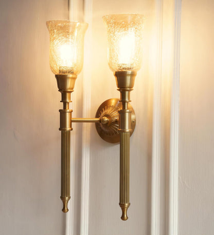 Double Corrugated Wall Lamp with Crackled Glass