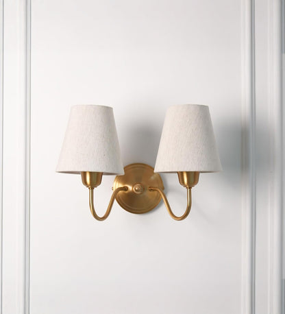 Double Curved Wall Lamp with Off White Shade