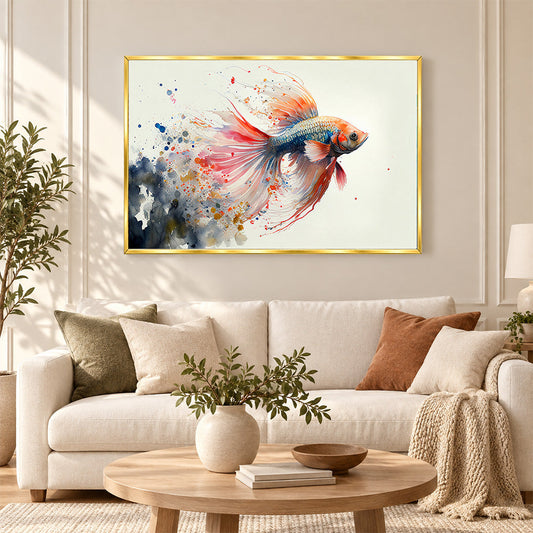 Sepia Homes Koi Fish Watercolour Wall Painting | Canvas Wall Art for Living Room, Bedroom & Office