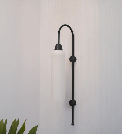 Modern Wall Lamp Black with Frosted White Glass