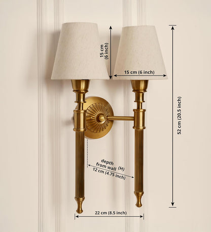 Double Corrugated Wall Lamp with Off White Shade