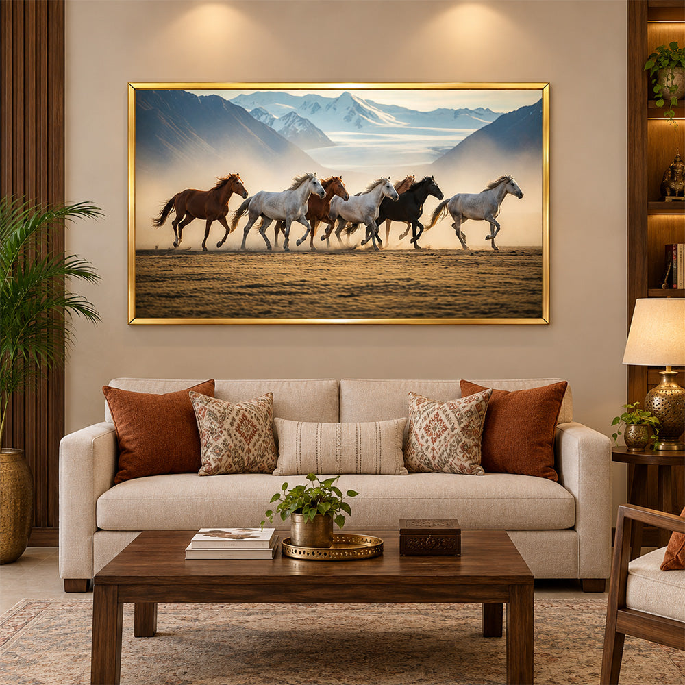 Horse Herd Sunset Wall Painting | Canvas Wall Art for Living Room, Bedroom & Office