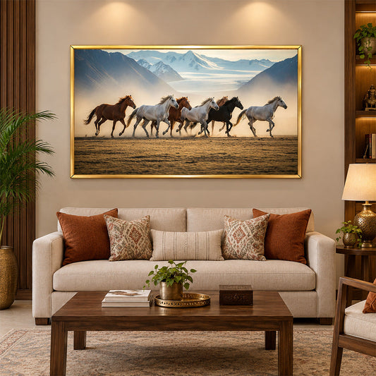 Horse Herd Sunset Wall Painting | Canvas Wall Art for Living Room, Bedroom & Office