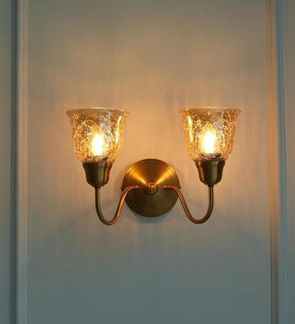 Double Curved Wall Lamp with Crackled Cup Glass
