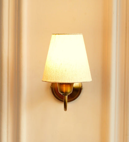 Curved Wall Lamp with Off White Fabric Shade
