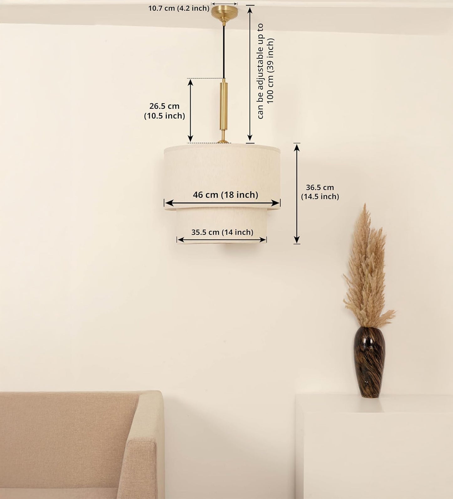 Double Decker Pendant with Off White Shade