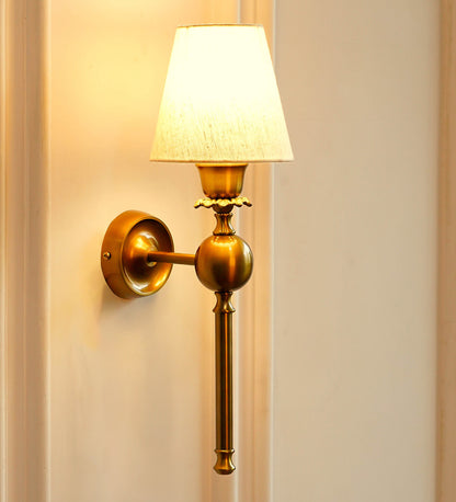 Ball Wall Lamp with Off White Fabric Shade
