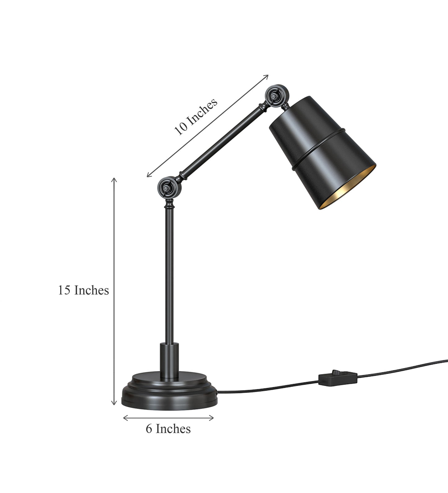 Adjustable Study Desk Lamp, Black – Movable Arm