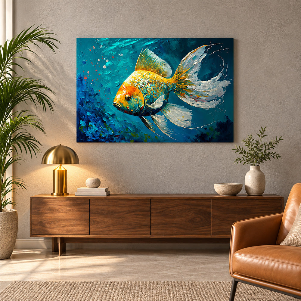 Sea Turtle Underwater Wall Painting | Canvas Wall Art for Living Room, Bedroom & Office