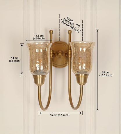 Double Hockey Wall Lamp with Crackled Glass