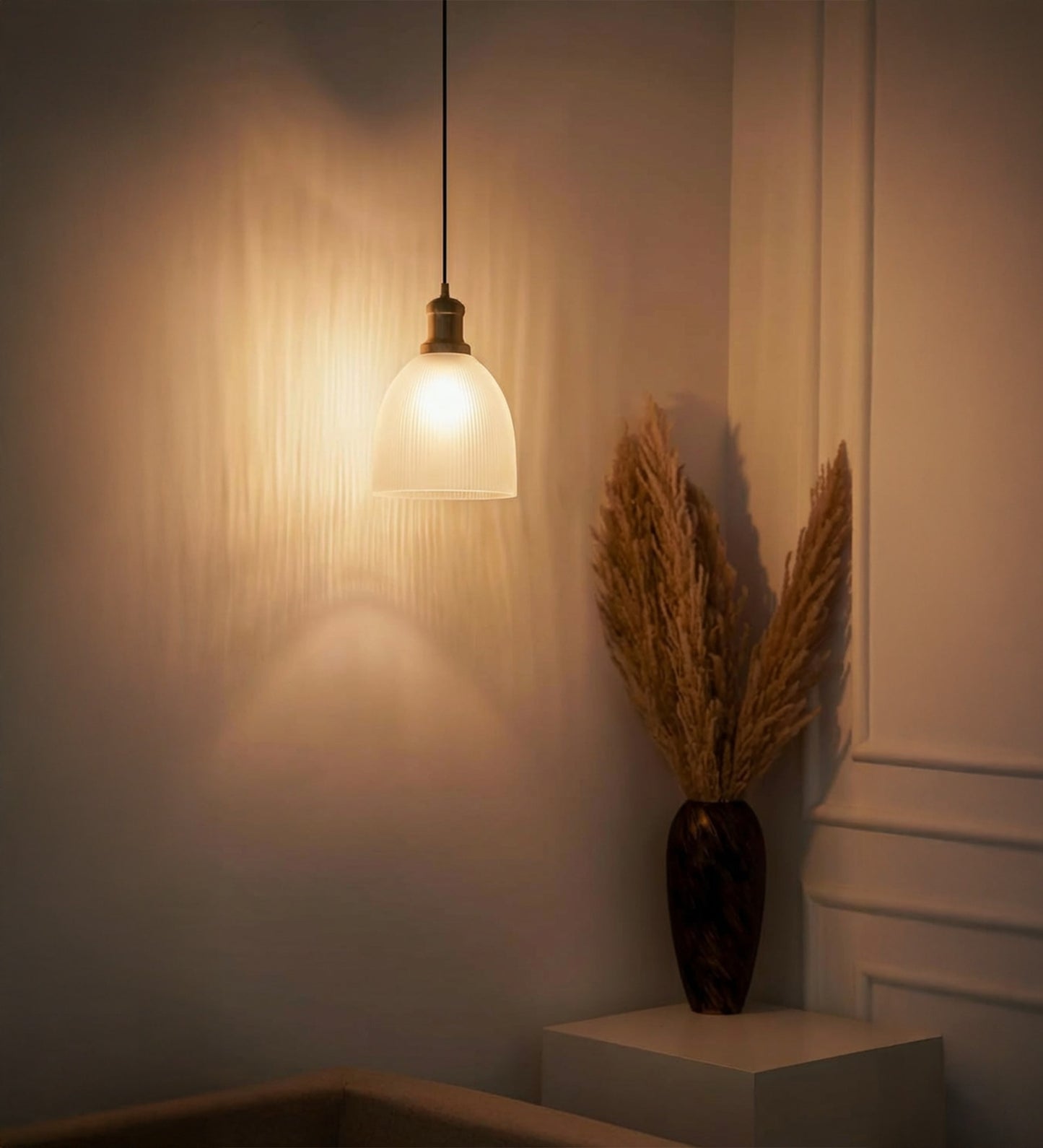 Grooved Frosted Glass Pendant