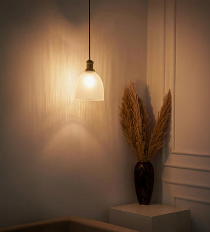 Grooved Frosted Glass Pendant