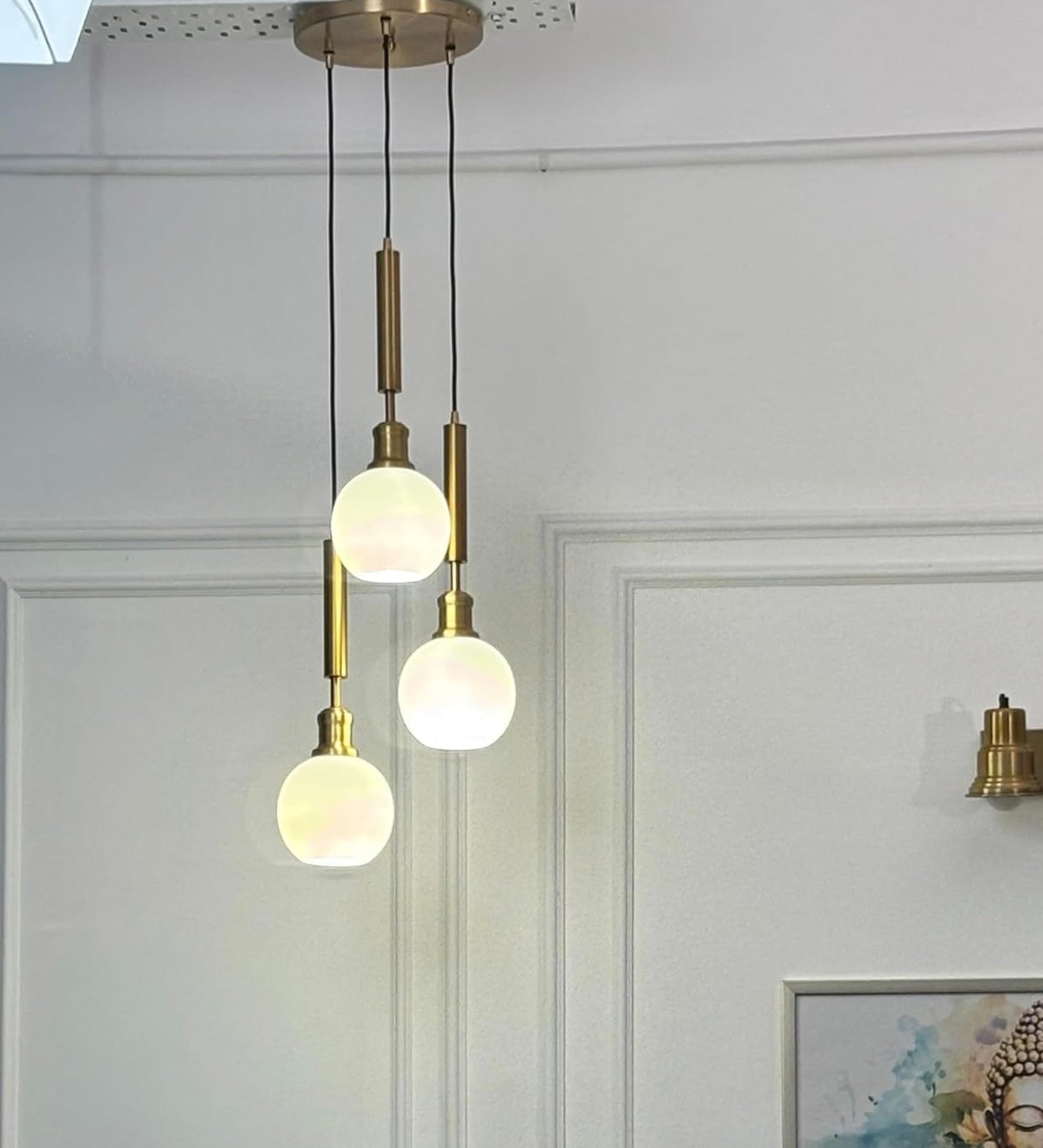Triple Globe Pendant with Frosted White Glass