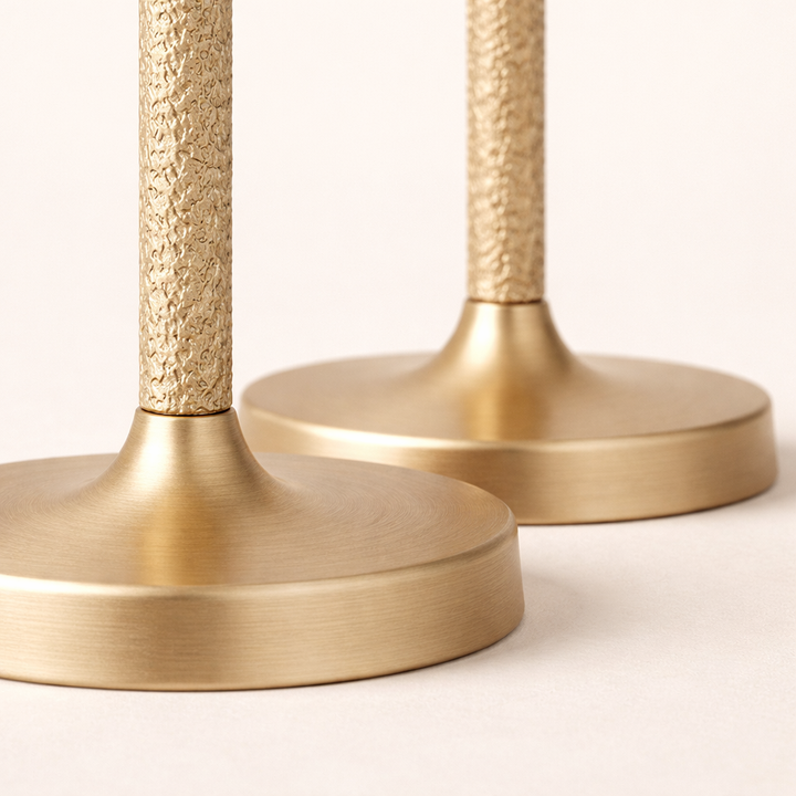 Elaris Antique Gold Ring Candle Holders – Tall Aluminum Stand Set (Set of 2)