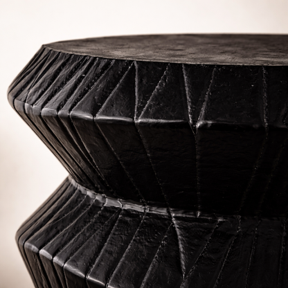 Noir Facet Obsidian Aluminum Accent Table – Modern Sculptural Coffee Table