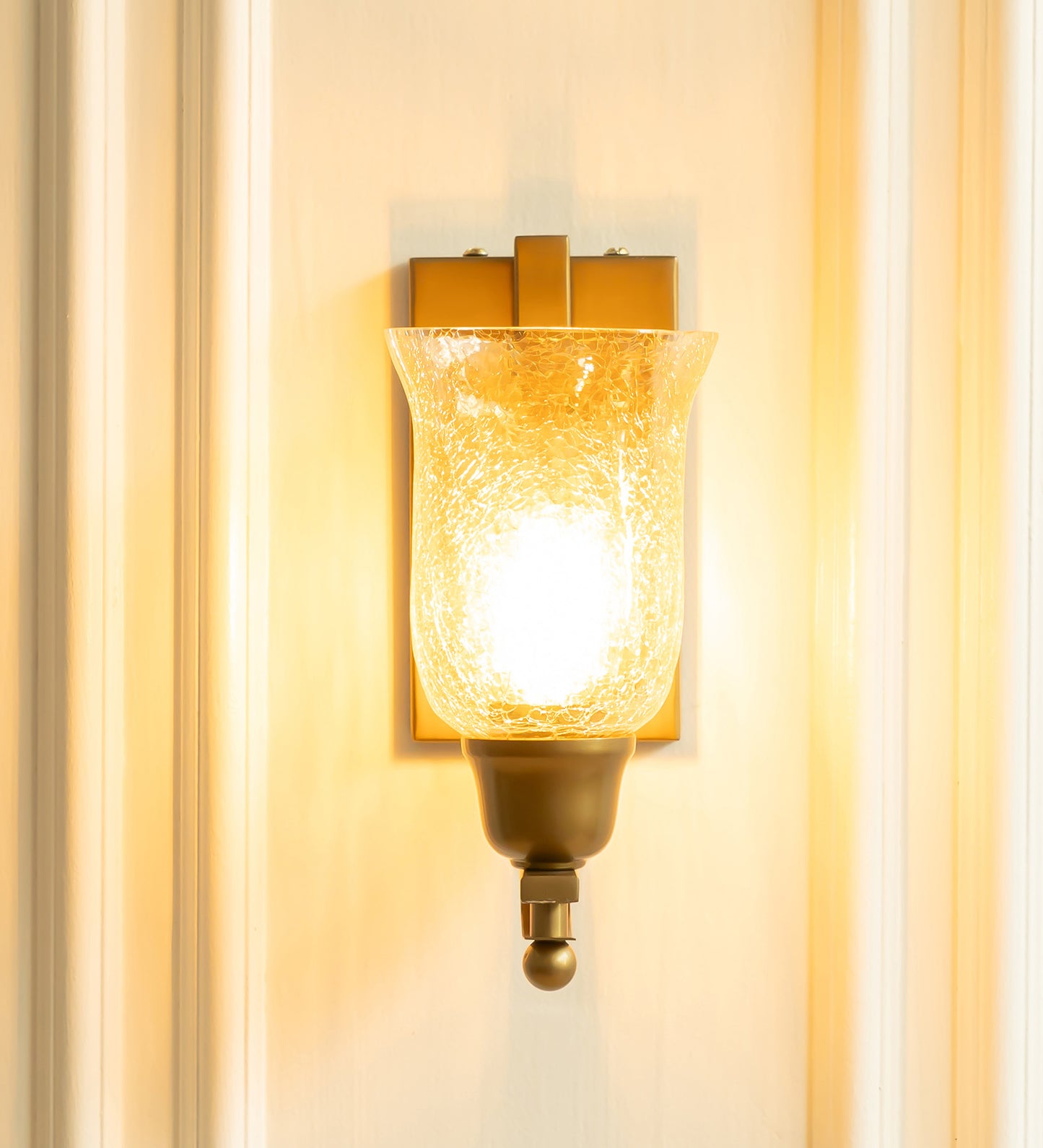 J Wall Lamp with Crackled Chimney Glass