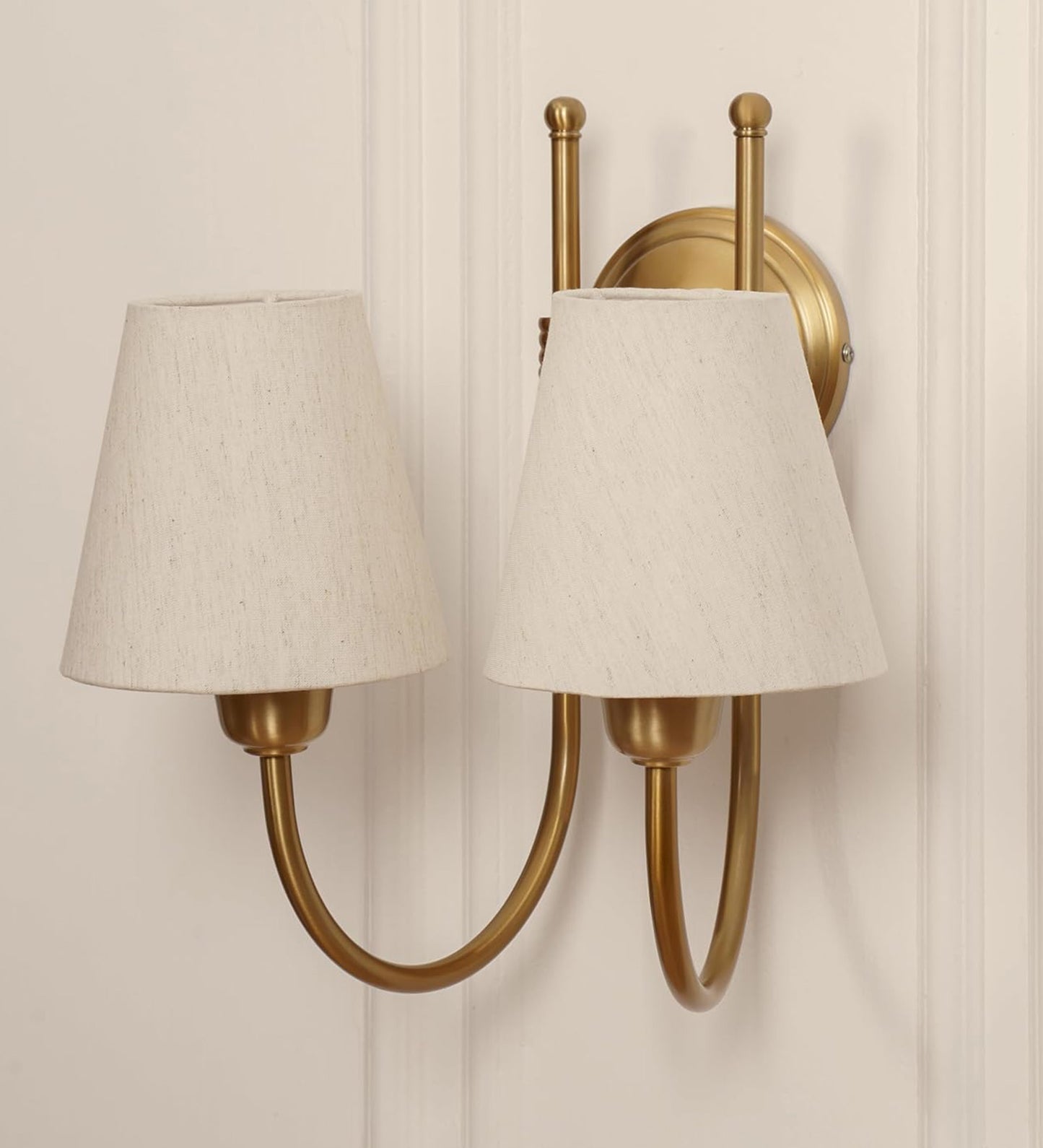 Double Hockey Wall Lamp with Off White Shade