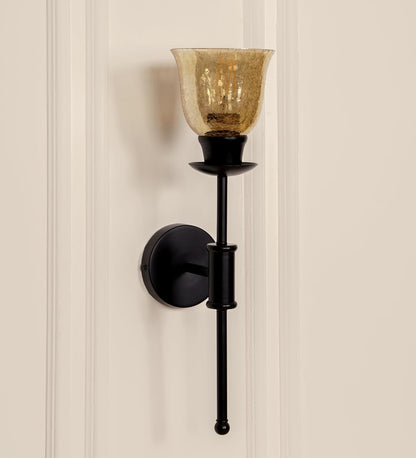 Black Spacer Wall Lamp with Crackled Cup Glass