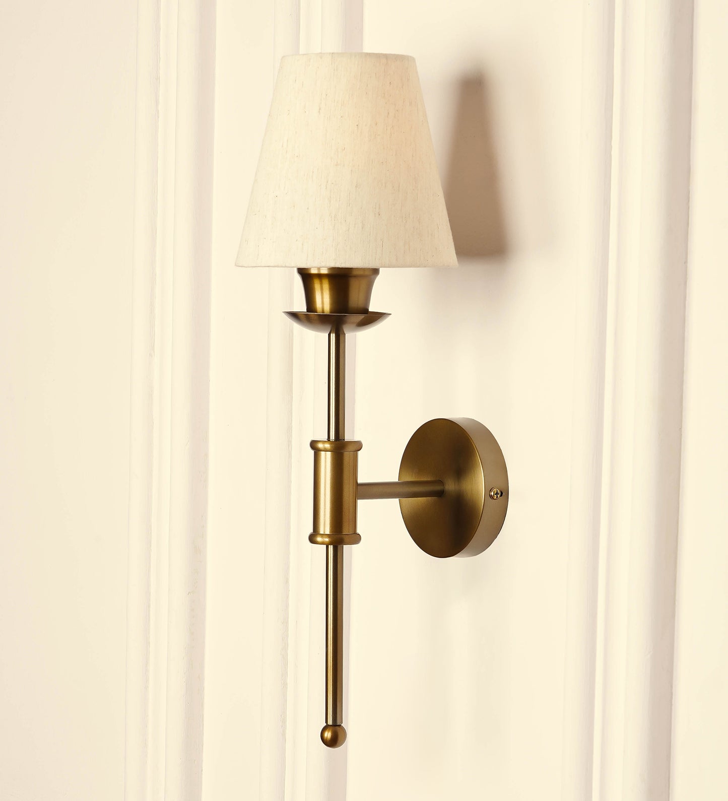 Spacer Wall Lamp with Off White Fabric Shade