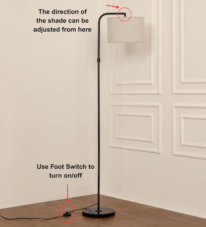 Black Arc Floor Lamp (6 ft) – Drum Shade