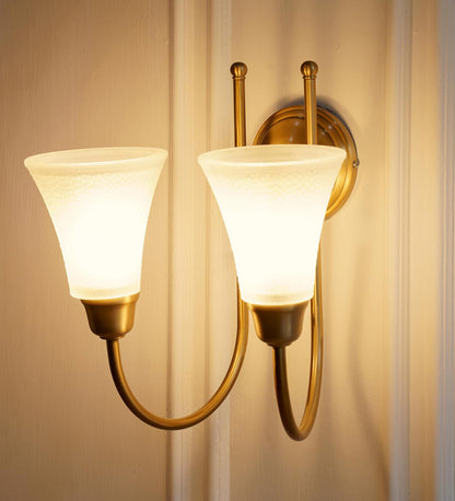 Double Hockey Wall Lamp with Frosted Hammered Glass