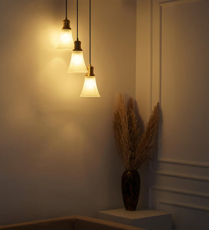 Triple Pendant with Frosted Hammered Glass