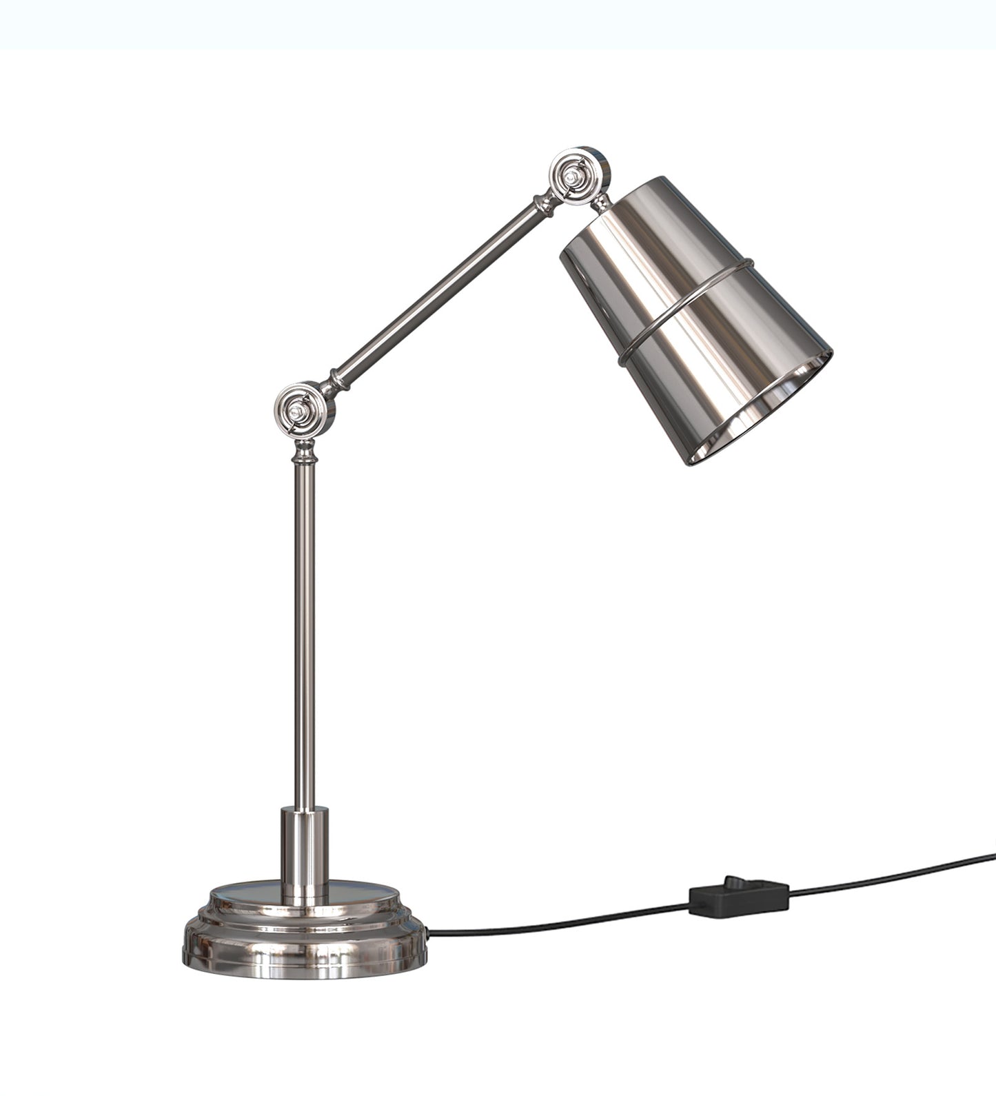 Adjustable Study Desk Lamp, Nickel – Movable Arm