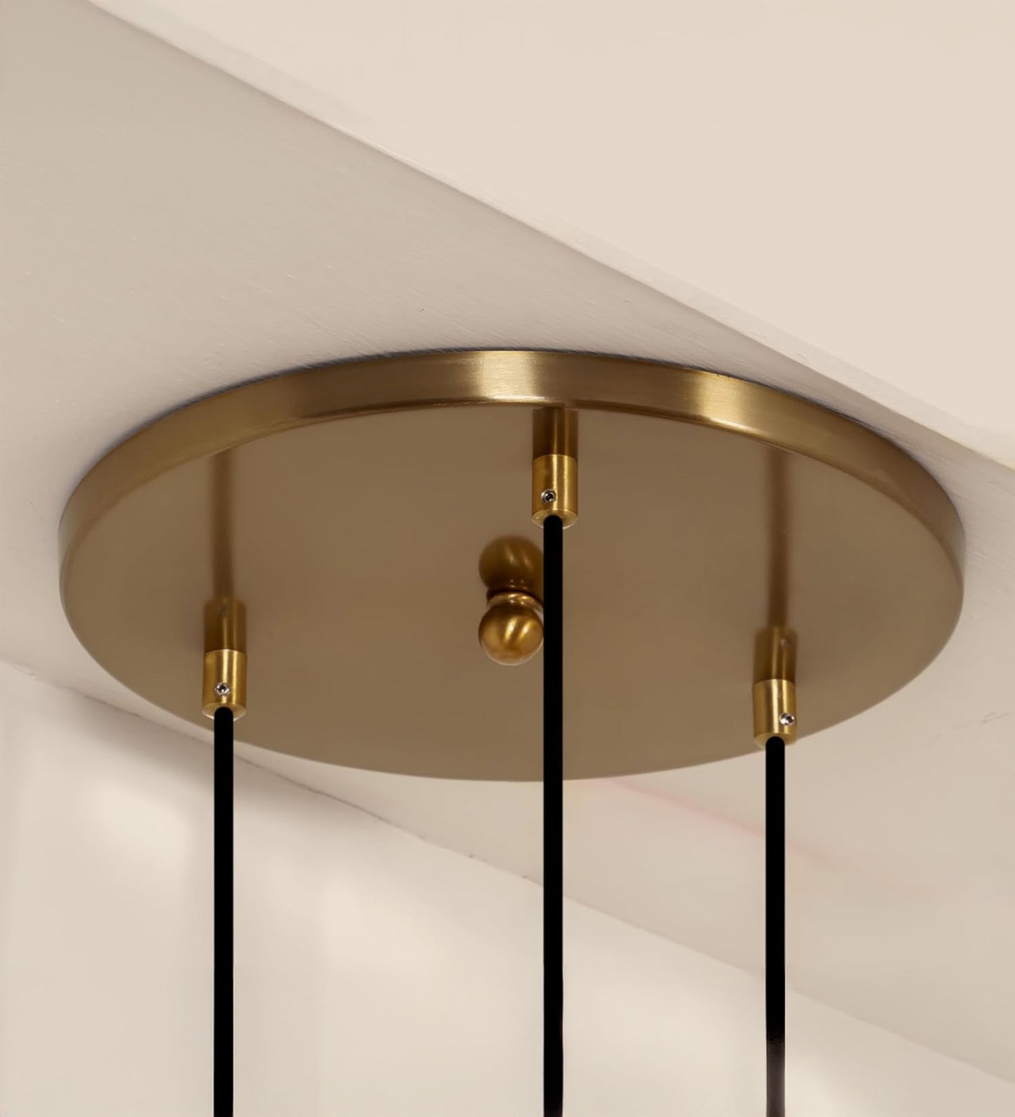 Triple Pendant with Crackled Golden Glass