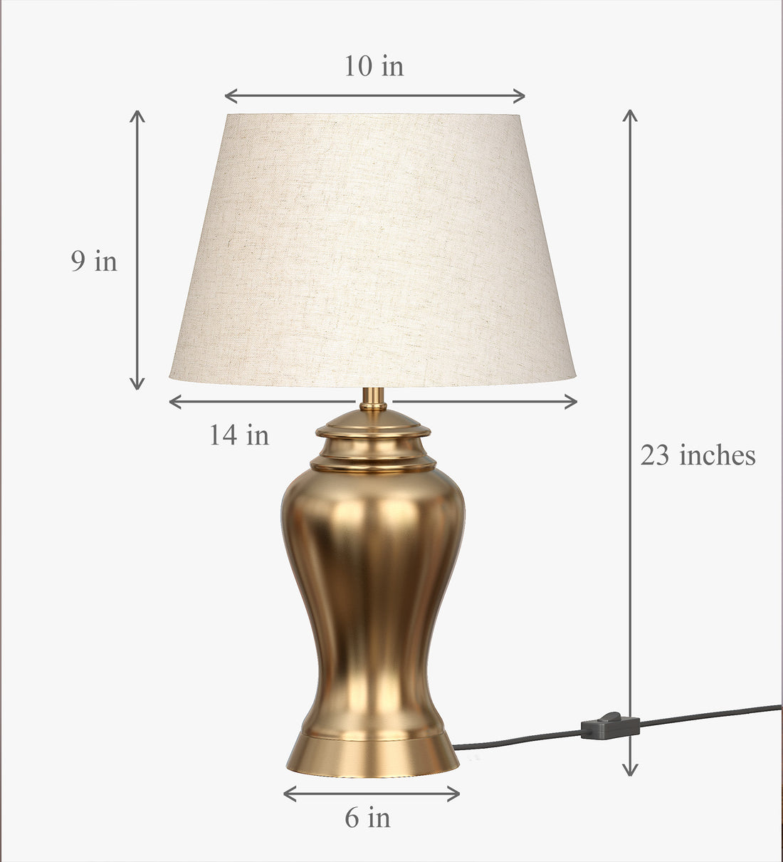 Royal Brass Antique Gold Finish Table Lamp 23 Inches Height With Off White 14 Inches Diameter Lampshade