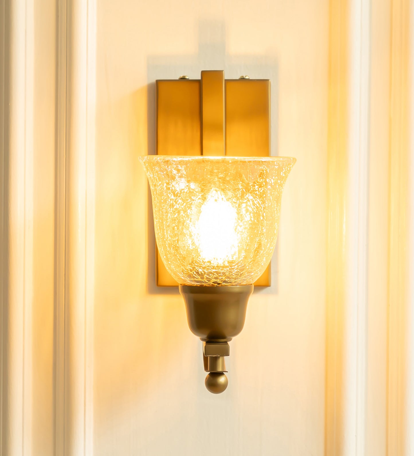 J Wall Lamp with Crackled Cup Glass