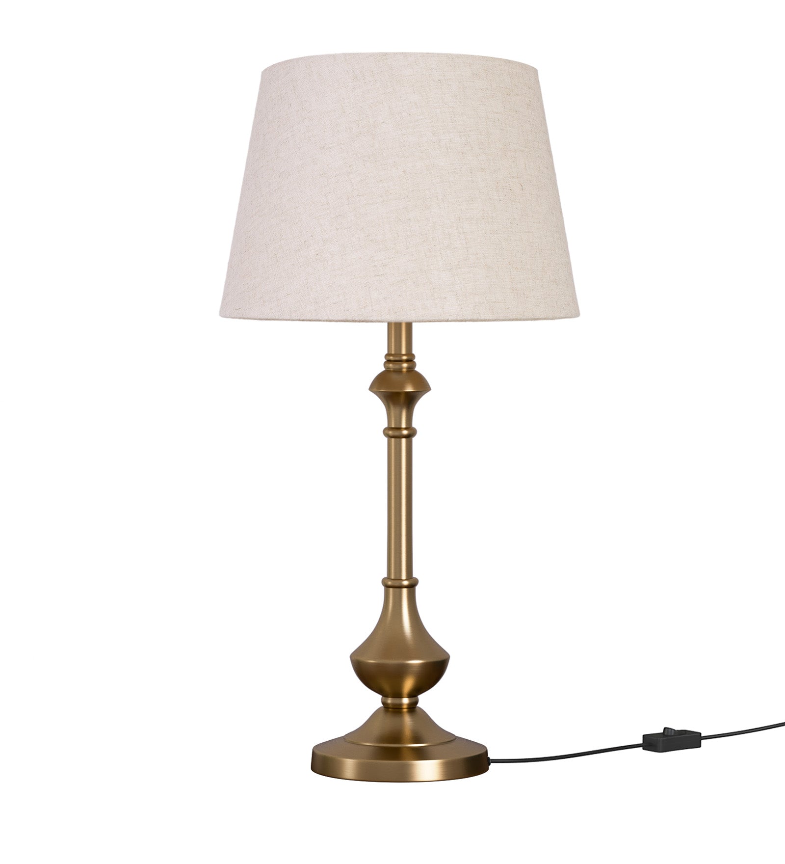 Brass Antique Gold Finish Table Lamp 22 Inches Height with Off White 10 Inches Diameter Lampshade