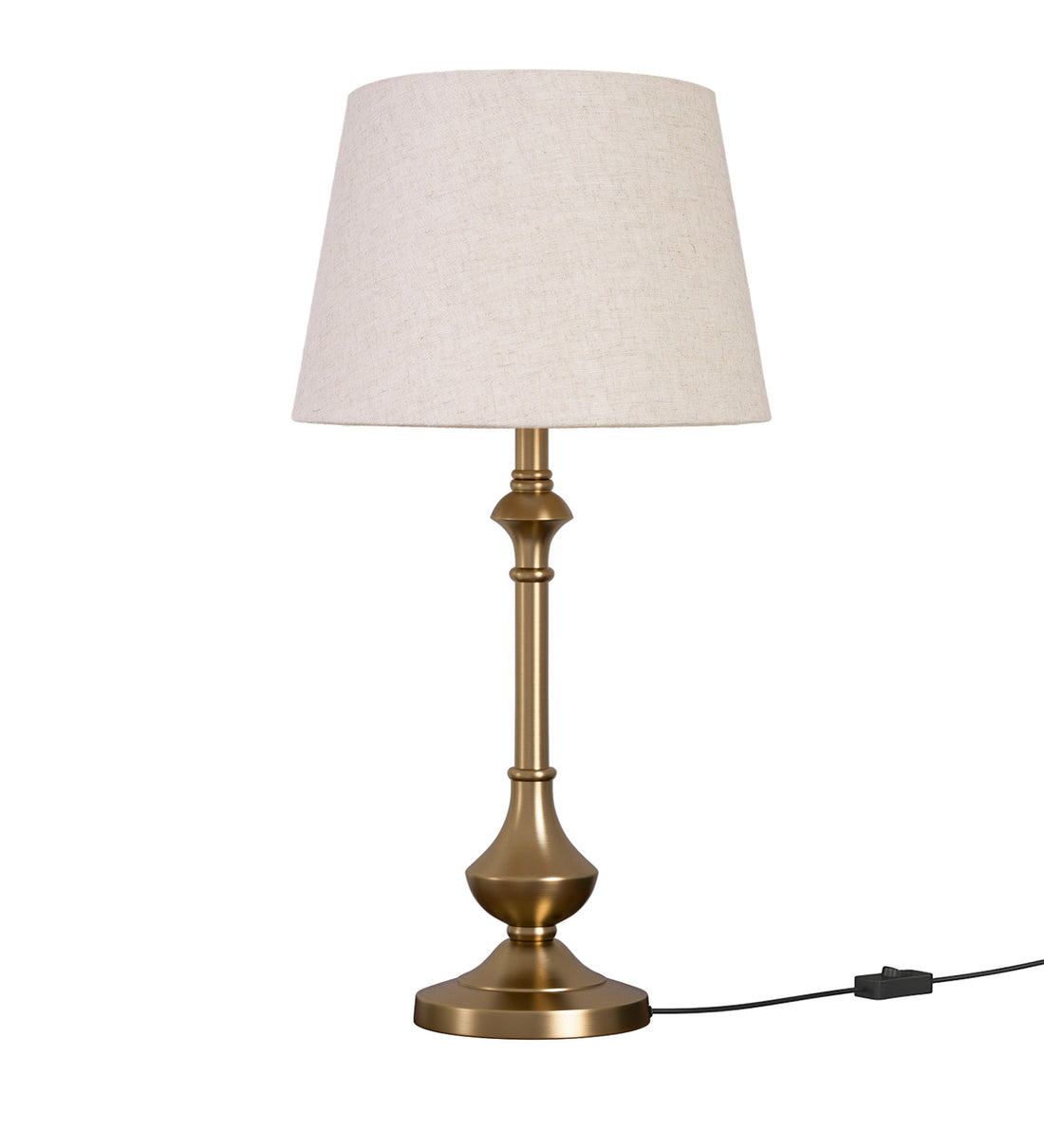 Brass Antique Gold Finish Table Lamp 22 Inches Height with Off White 10 Inches Diameter Lampshade