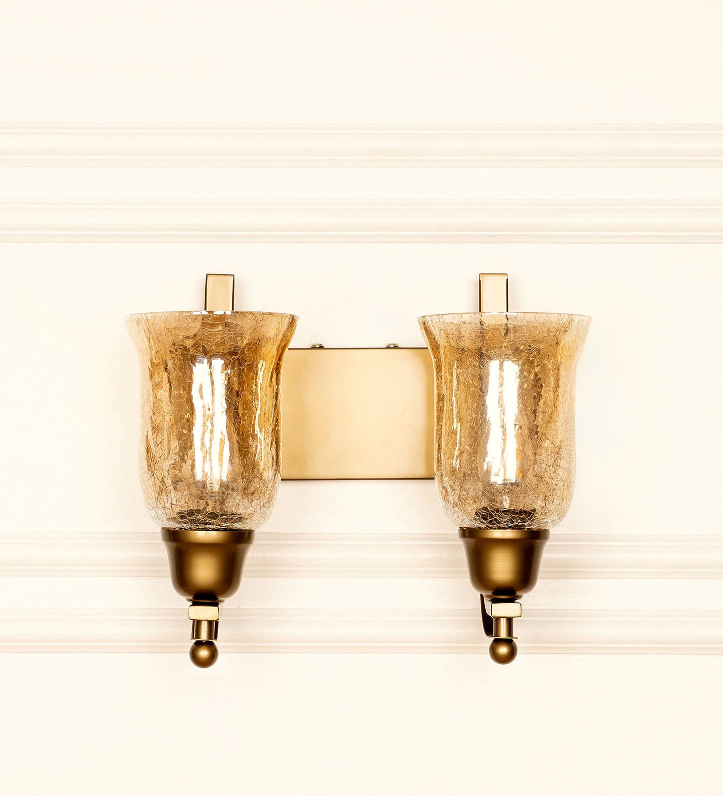 Double J Wall Lamp with Crackled Chimney Glass