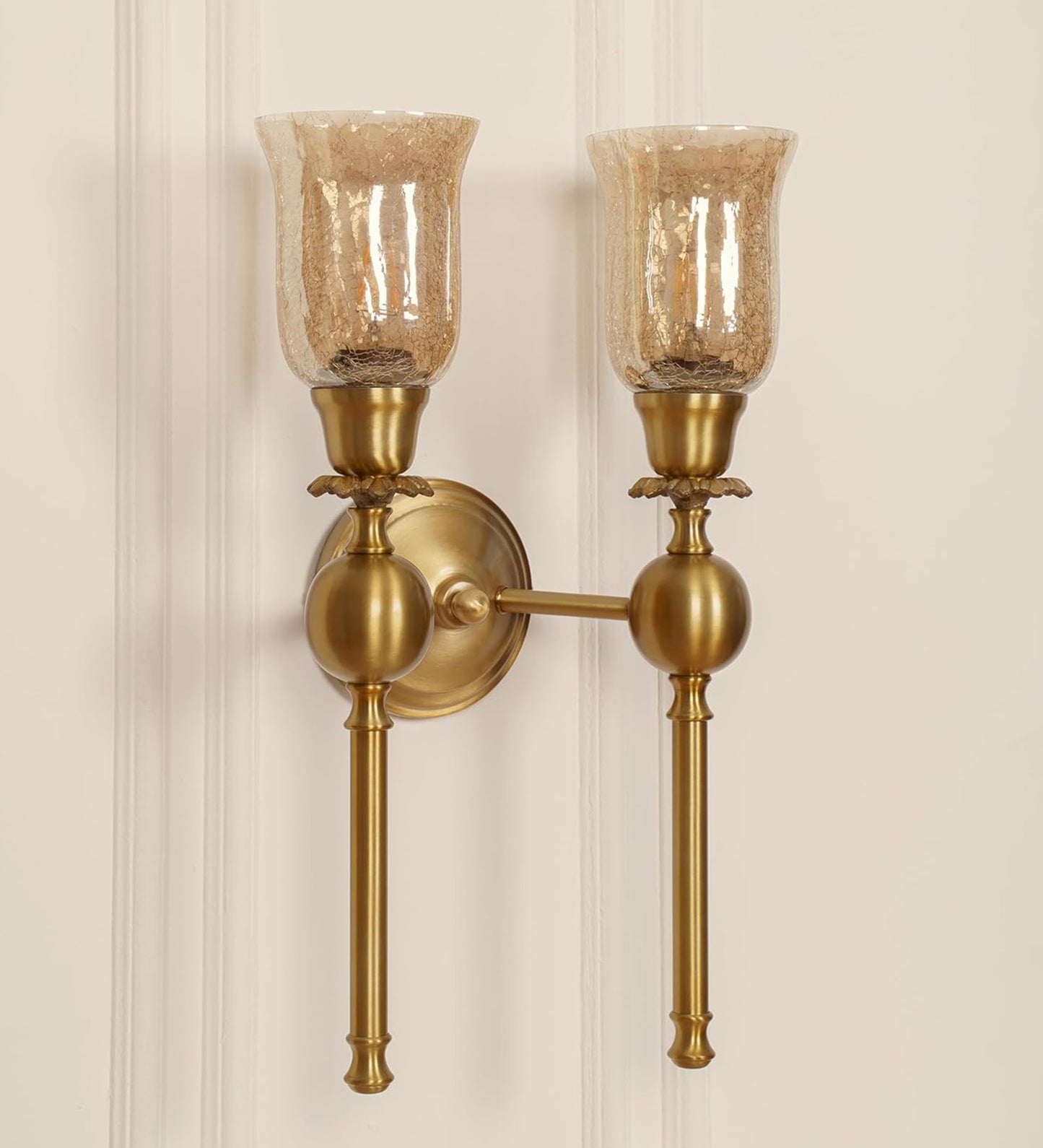 Double Ball Wall Lamp with Crackled Glass