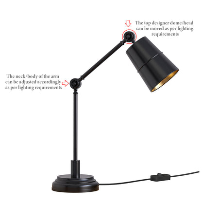 Adjustable Study Desk Lamp, Black – Movable Arm