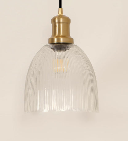 Grooved Transparent Glass Pendant