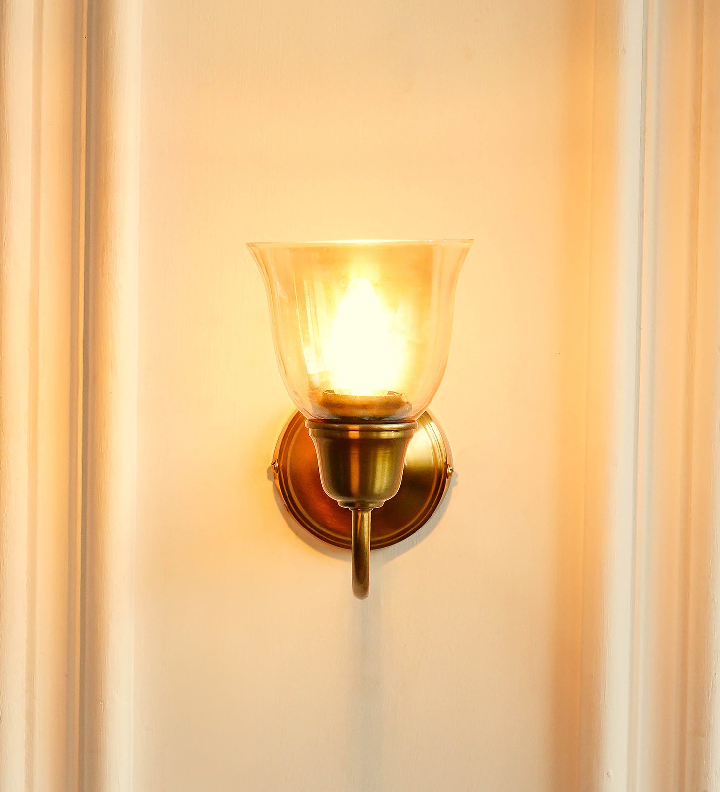 Curved Wall Lamp with Golden Luster Cup Glass