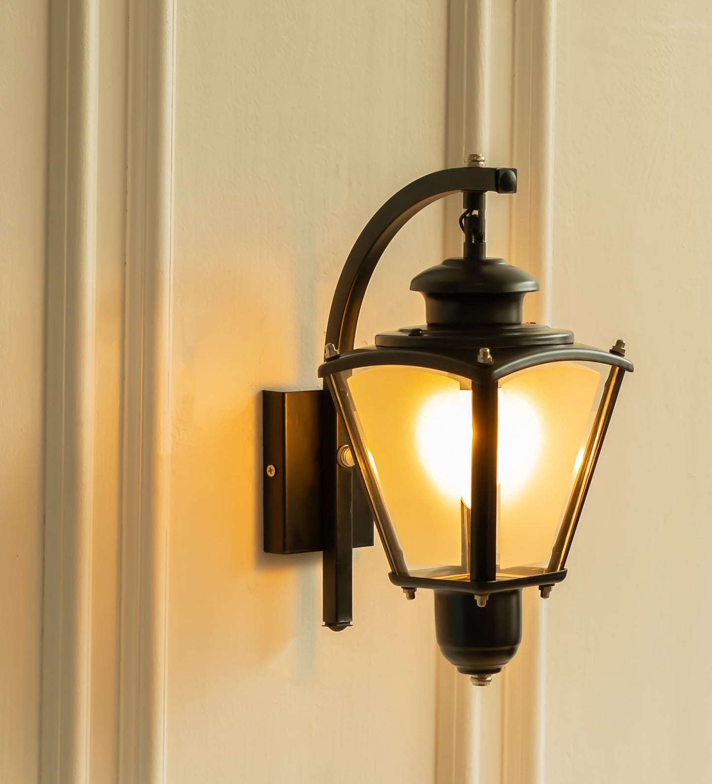 Black Waterproof Lantern Wall Light