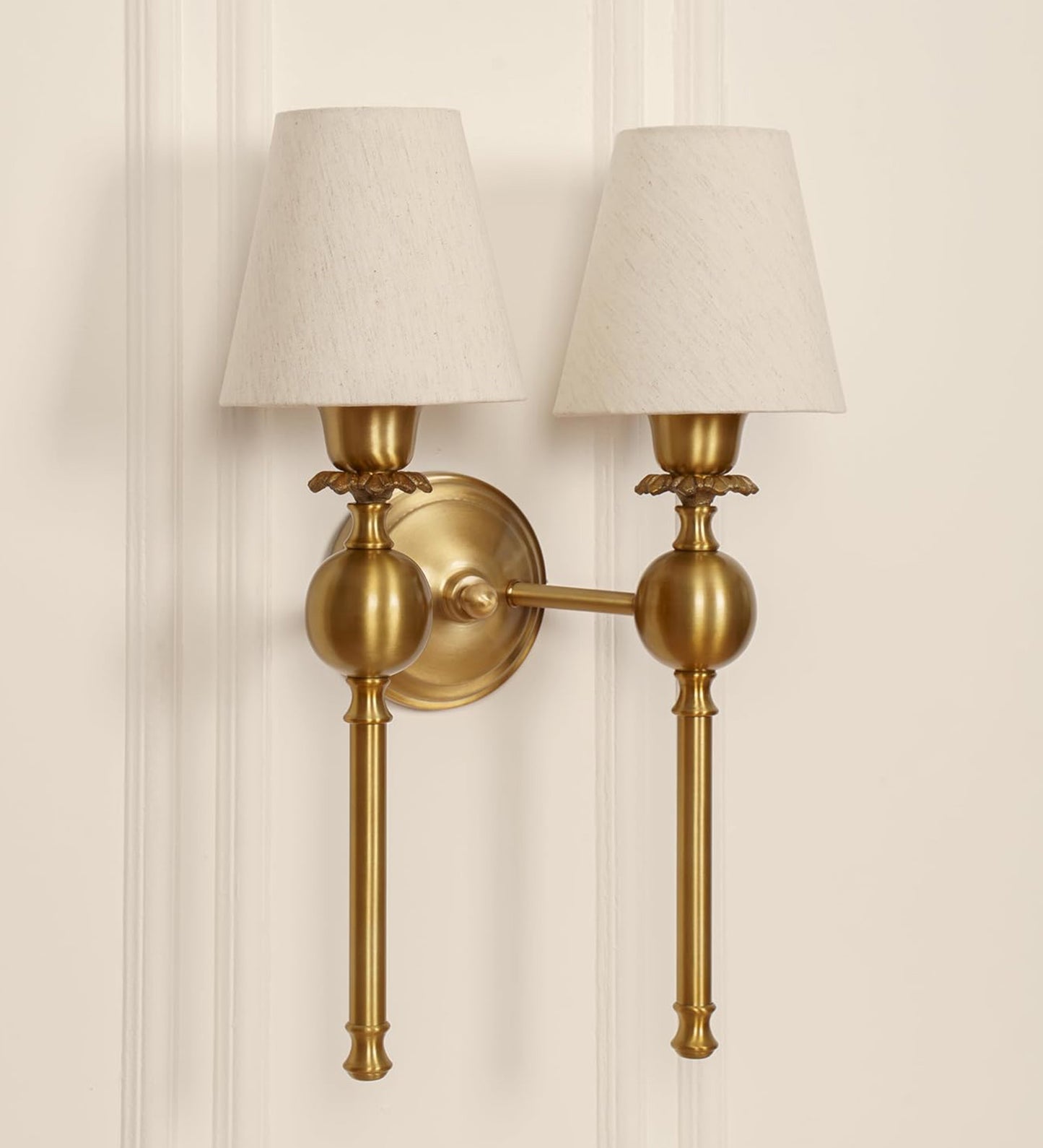 Double Ball Wall Lamp with Off White Shade