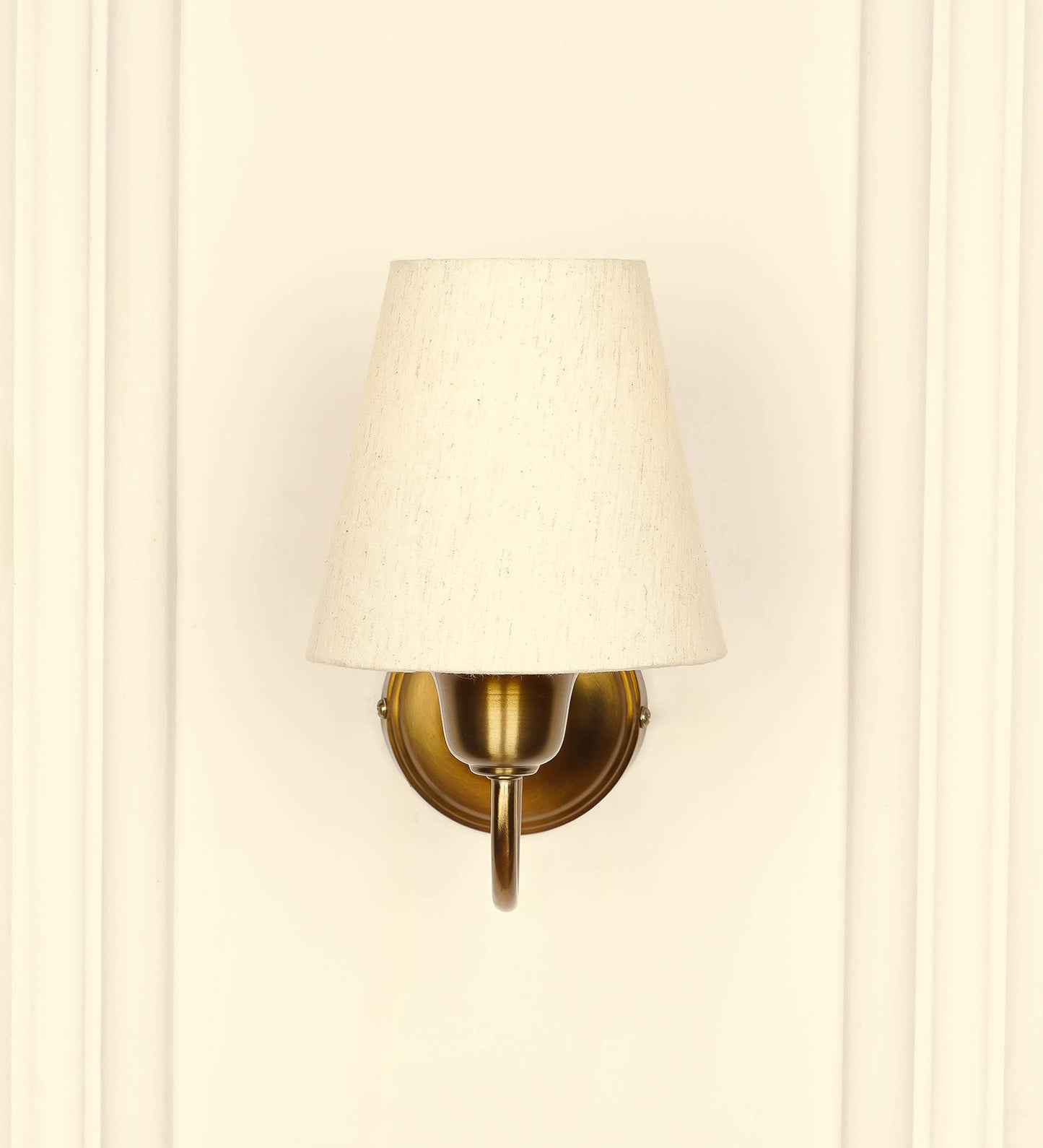 Curved Wall Lamp with Off White Fabric Shade